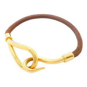 HERMES Brown Leather Charm Bracelet